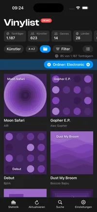 Vinylist auf dem iPhone – Sammlung als Kacheln